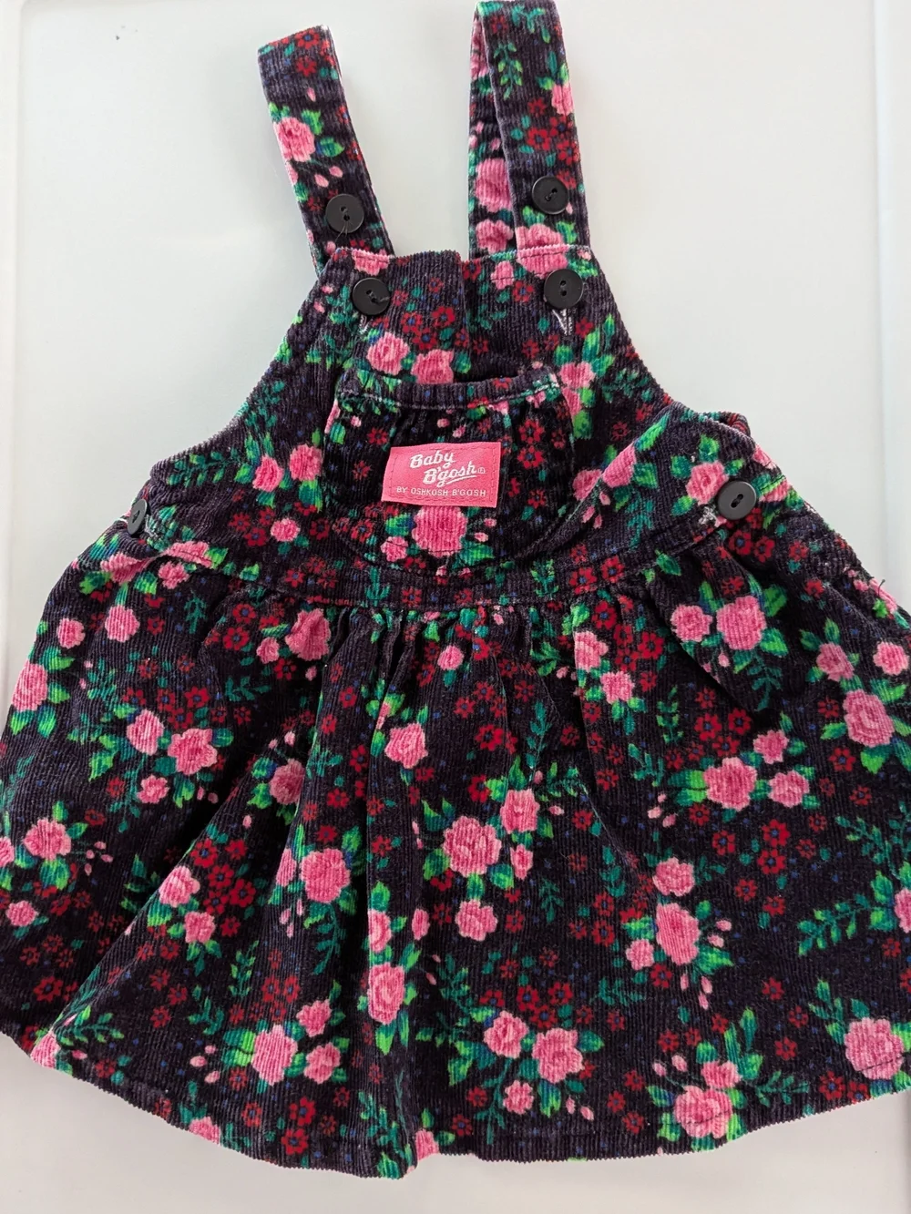 Baby B'gosh Floral Corduroy Pinafore Dress 12m